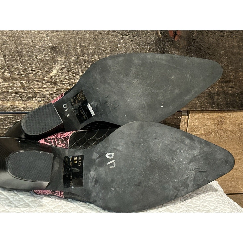 Rampage Western Mules Pink Black Snake Print‎ Pointed Clogs Heel Y2K Cowgirl 9.5 - Picture 8 of 9